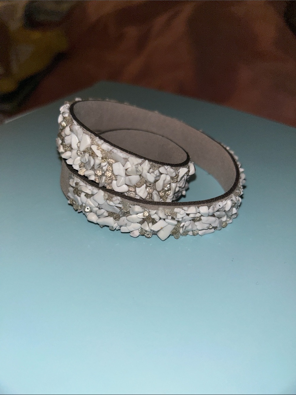 Embellished White Bead Wrap Bracelet